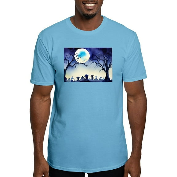 CafePress - Watercolor Halloween Night Men's Classic T Shirt - Fitted T-Shirt, Vintage Fit Soft Cotton Tee