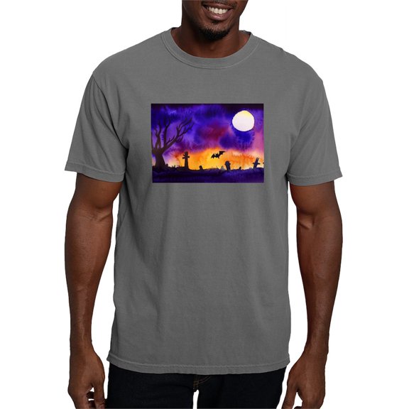 CafePress - Watercolor Halloween Night Men's Comfort Colors® T Shirt - Mens Comfort Colors Shirt