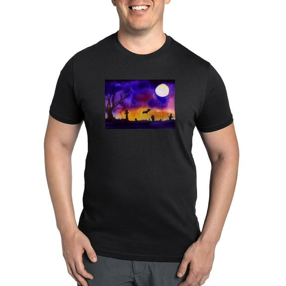 CafePress - Watercolor Halloween Night Men's Eco Sport T Shirt - Men's Dark Eco Sport T-Shirt