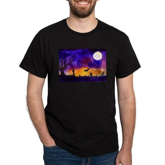 CafePress - Watercolor Halloween Night Men's Value T Shirt - Men's Classic Graphic Cotton T-Shirt