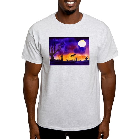 CafePress - Watercolor Halloween Night Men's Value T Shirt - Men's Classic Graphic T-Shirt