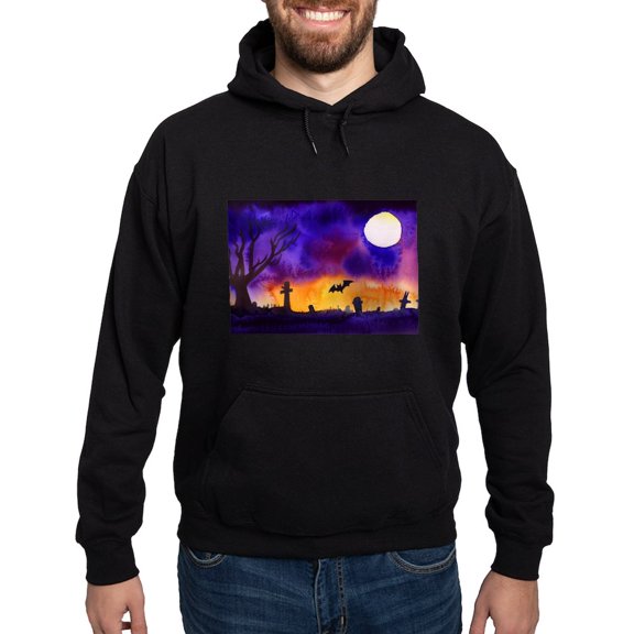 CafePress - Watercolor Halloween Night - Pullover Hoodie, Classic, Comfortable Hooded Sweatshirt