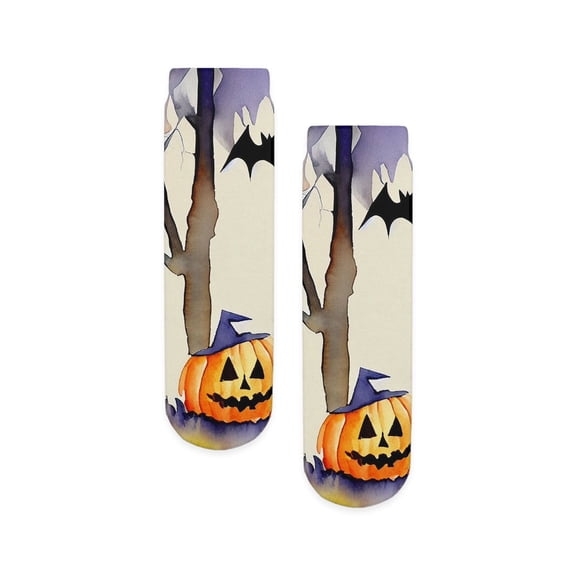 CafePress - Watercolor Halloween Night - Unisex Novelty Printed Crew Kids Socks