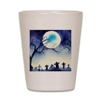 CafePress - Watercolor Halloween Night - White Shot Glass, Unique and Funny Shot Glass