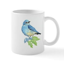 CafePress - Watercolor Mountain Bluebird Bird Nature Art Mugs - 11 oz Ceramic Mug - Novelty Coffee Tea Cup