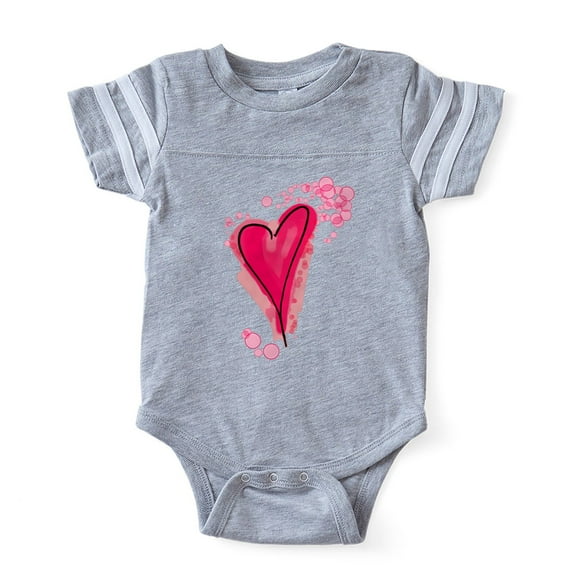 CafePress - Watercolor Pink Heart - Cute Infant Baby Football Bodysuit