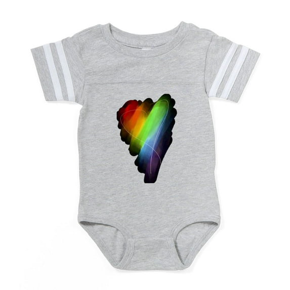 CafePress - Watercolor Rainbow Heart_Tr - Cute Infant Baby Football Bodysuit