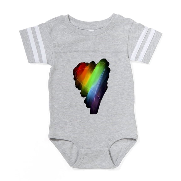 CafePress - Watercolor Rainbow Heart_Tr - Cute Infant Baby Football Bodysuit