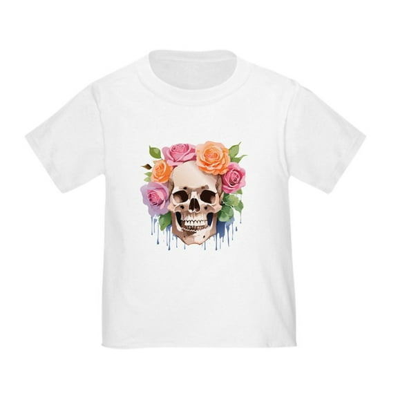 CafePress - Watercolor Skull & Roses Toddler T Shirt - Cute Toddler T-Shirt, 100% Cotton