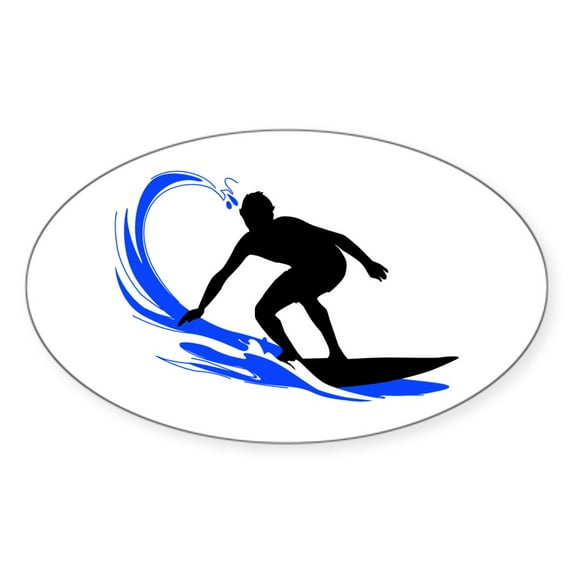 CafePress - Wave Surfing Oval Sticker - Sticker (Oval)