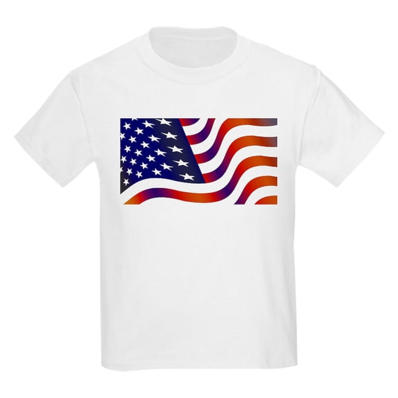 CafePress - Wavy American Flag T Shirt - Light T-Shirt Kids XS-XL