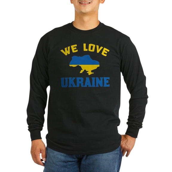 CafePress - We Love Ukraine Long Sleeve T Shirt - Long Sleeve Dark T-Shirt