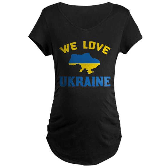 CafePress - We Love Ukraine Maternity T Shirt - Maternity Dark T-Shirt
