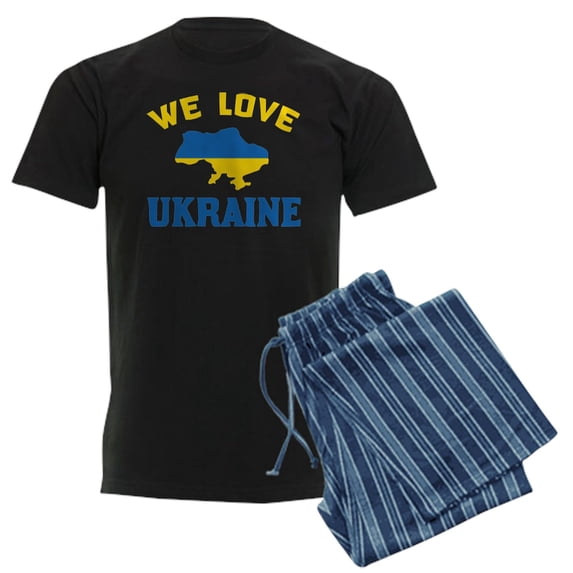 CafePress - We Love Ukraine Pajamas - Men's Dark Loose Fit Cotton Pajama Set