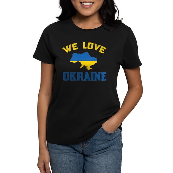 CafePress - We Love Ukraine T Shirt - Women's Traditional Fit Dark T-Shirt