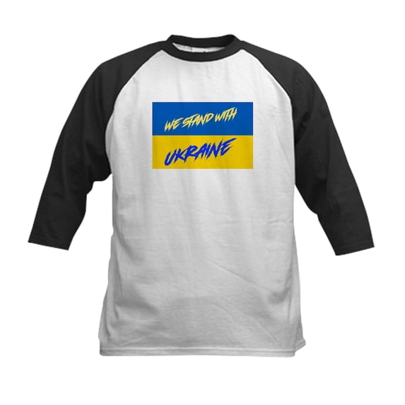 CafePress - We Stand With Ukraine Baseball Jersey - Kids Cotton Baseball Jersey, 3/4 Sleeve Shirt