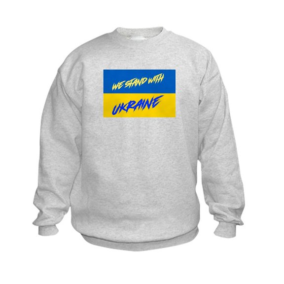 CafePress - We Stand With Ukraine Sweatshirt - Kids Sweatshirt, Youth Crew Neck Sweatshirt