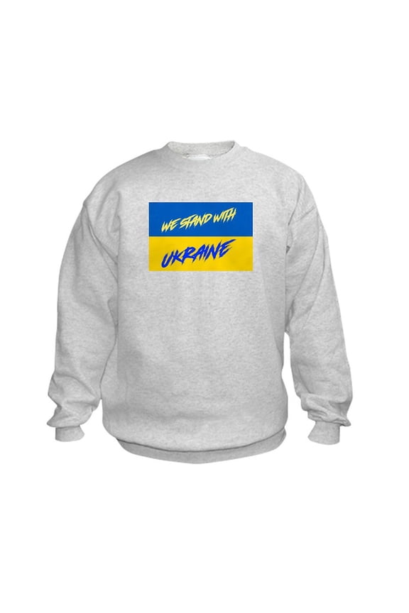 - We Stand With Ukraine Sweatshirt - Kids Sweatshirt, Youth Crew Neck Sweatshirt