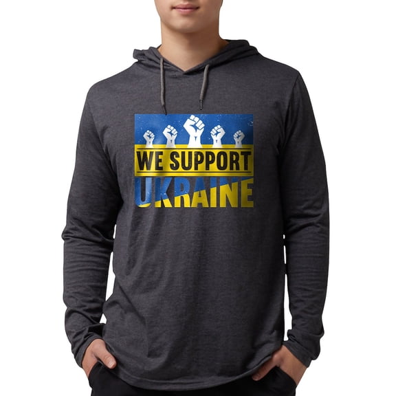 CafePress - We Support Ukraine Long Sleeve T Shirt - Mens Hooded Shirt