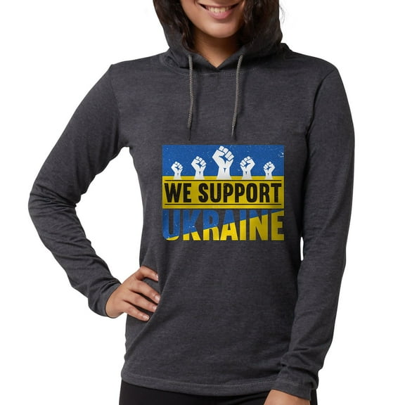 CafePress - We Support Ukraine Long Sleeve T Shirt - Womens Hooded Shirt