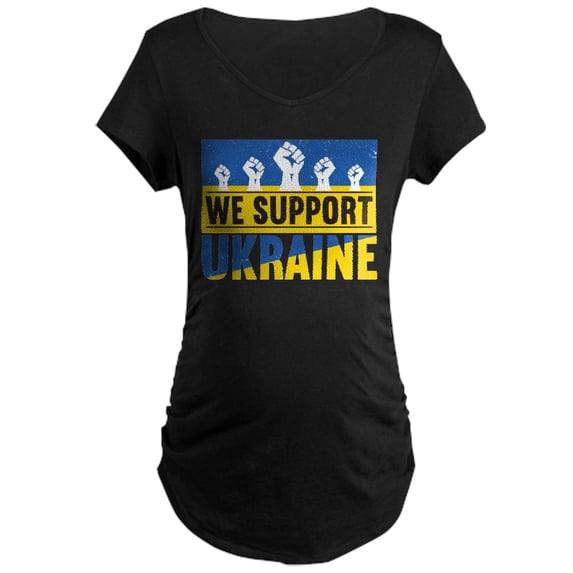 CafePress - We Support Ukraine Maternity T Shirt - Maternity Dark T-Shirt