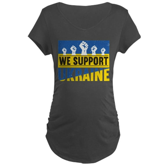 CafePress - We Support Ukraine Maternity T Shirt - Maternity Dark T-Shirt