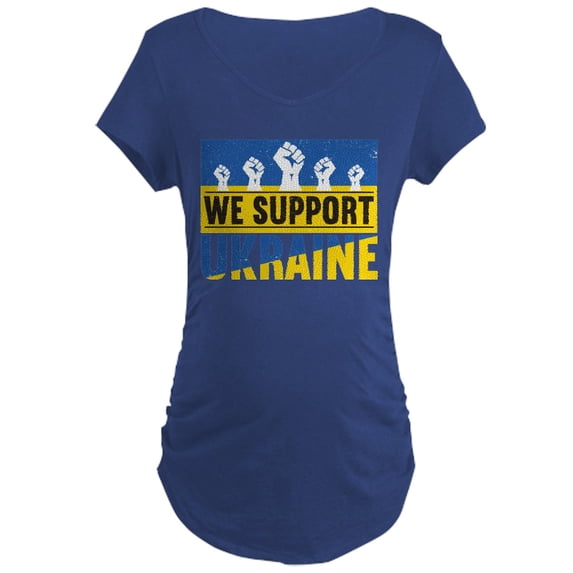 CafePress - We Support Ukraine Maternity T Shirt - Maternity Dark T-Shirt