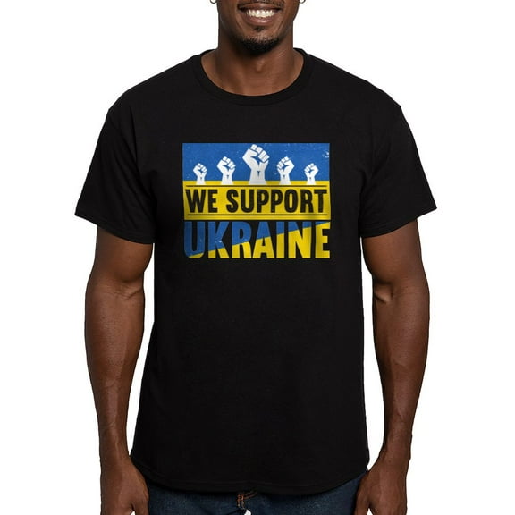 CafePress - We Support Ukraine T Shirt - Men's Fitted T-Shirt