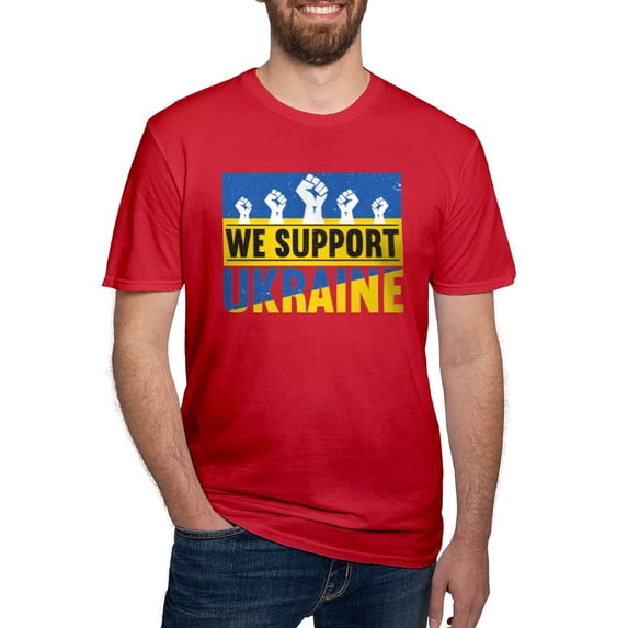 CafePress - We Support Ukraine T Shirt - Men's Fitted T-Shirt