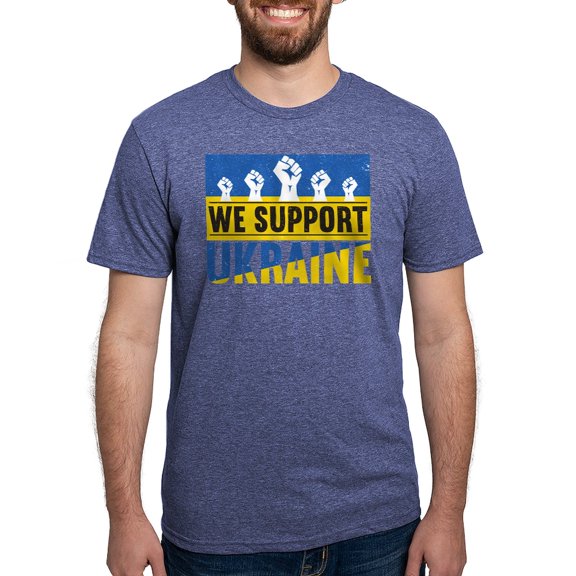 CafePress - We Support Ukraine T Shirt - Mens Tri-blend T-Shirt