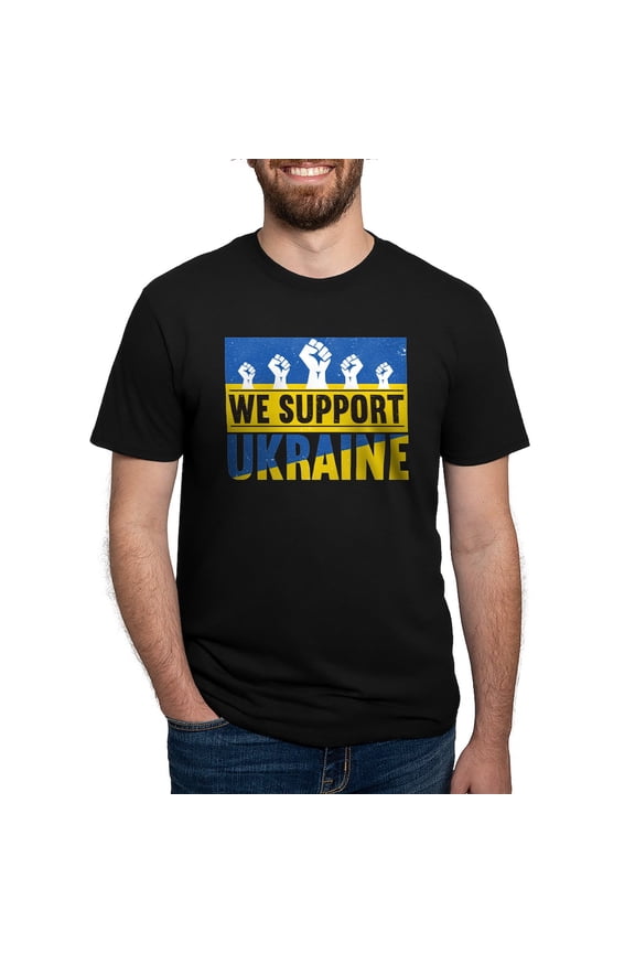 - We Support Ukraine T Shirt - Mens Tri-blend T-Shirt