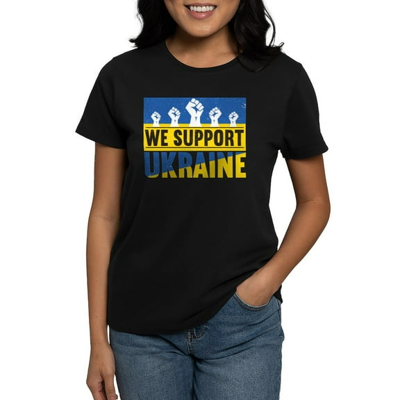 CafePress - We Support Ukraine T Shirt - Women's Traditional Fit Dark T-Shirt