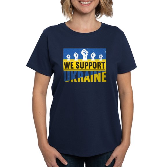 CafePress - We Support Ukraine T Shirt - Women's Traditional Fit Dark T-Shirt