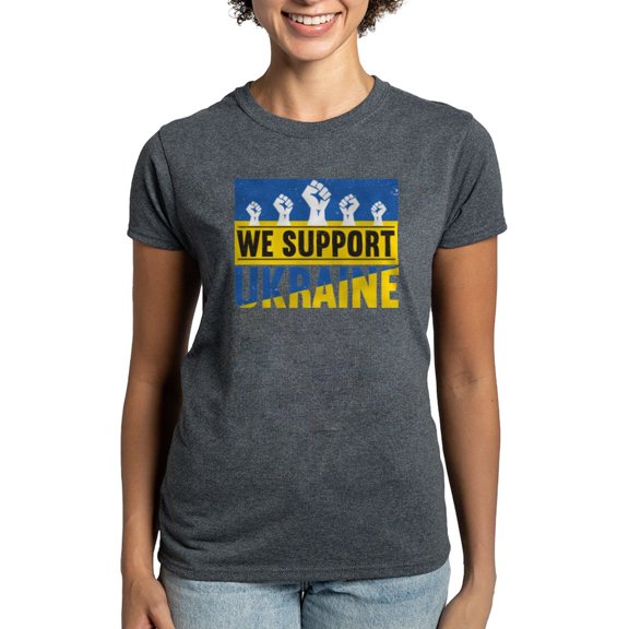 CafePress - We Support Ukraine T Shirt - Women's Traditional Fit Dark T-Shirt