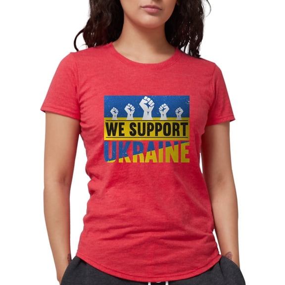 CafePress - We Support Ukraine T Shirt - Womens Tri-blend T-Shirt