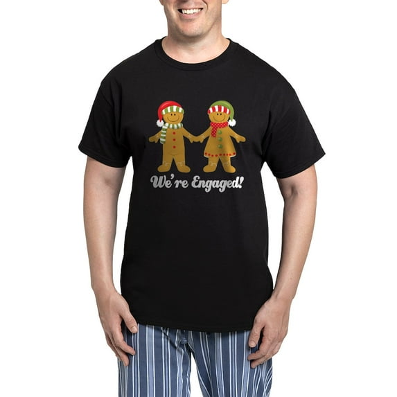 CafePress - We're Engaged Christmas Men's Dark Pajamas - Men's Dark Loose Fit Cotton Pajama Set
