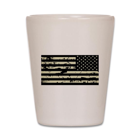 CafePress - Weathered Reverse U.S. Flag (Sand) - White Shot Glass, Unique and Funny Shot Glass