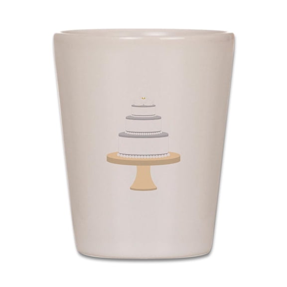 CafePress - Wedding Cake Dessert - White Shot Glass, Unique and Funny Shot Glass