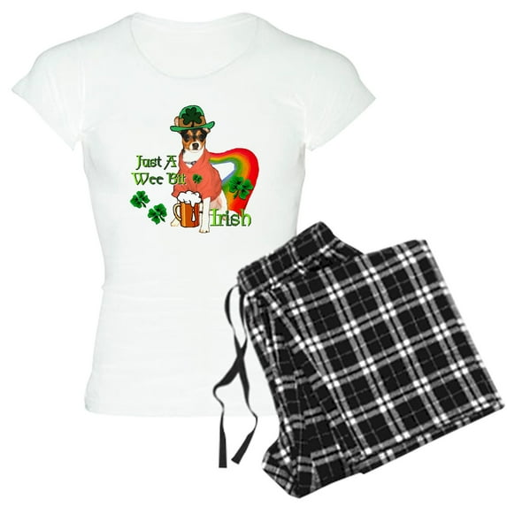 CafePress - Wee Bit Irish Rat Terrier Women's Light Pajama - Women's Short Sleeve Print T-Shirt and Pants Light Cotton Pajama Set
