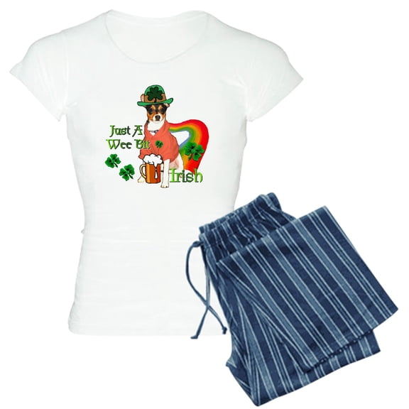 CafePress - Wee Bit Irish Rat Terrier Women's Light Pajama - Women's Short Sleeve Print T-Shirt and Pants Light Cotton Pajama Set