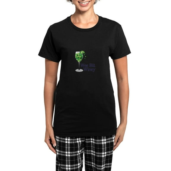 CafePress - Wee Bit Winey Pajamas - Women's Short Sleeve Print T-Shirt and Pants Dark Cotton Pajama Set