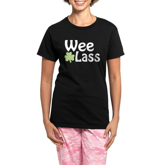 CafePress - Wee Lass Shamrock Women's Dark Pajamas - Women's Short Sleeve Print T-Shirt and Pants Dark Cotton Pajama Set
