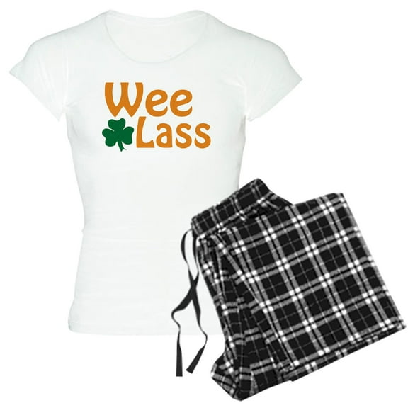 CafePress - Wee Lass Shamrock Women's Light Pajamas - Women's Short Sleeve Print T-Shirt and Pants Light Cotton Pajama Set