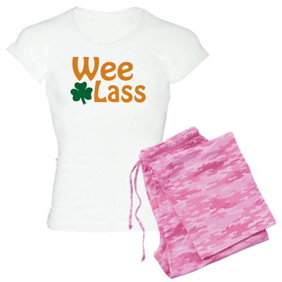 CafePress - Wee Lass Shamrock Women's Light Pajamas - Women's Short Sleeve Print T-Shirt and Pants Light Cotton Pajama Set