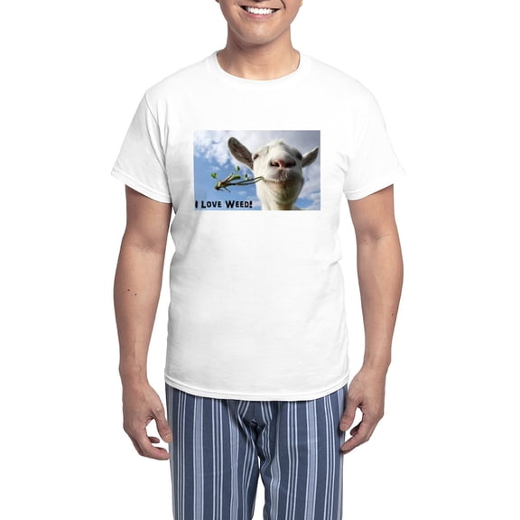CafePress - Weed Goat Men's Light Pajamas - Men's Light Loose Fit Cotton Pajama Set