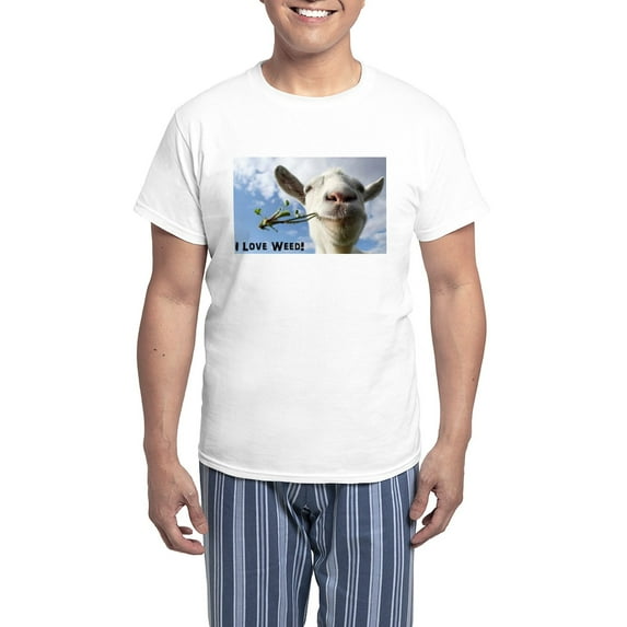 CafePress - Weed Goat Men's Light Pajamas - Men's Light Loose Fit Cotton Pajama Set