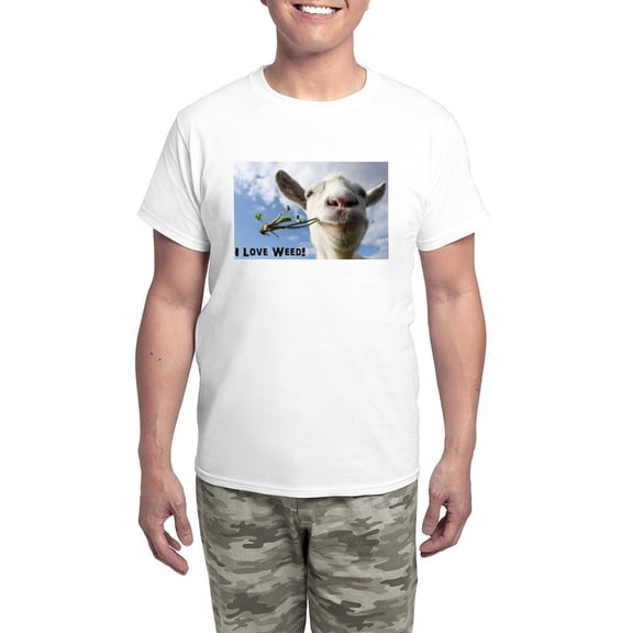 CafePress - Weed Goat Men's Light Pajamas - Men's Light Loose Fit Cotton Pajama Set