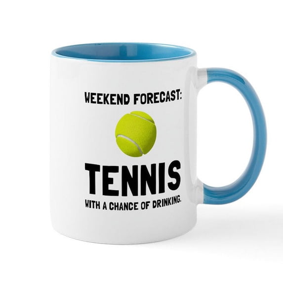 CafePress - Weekend Forecast Tennis Mugs - 11 oz Ceramic Mug - Novelty Coffee Tea Cup