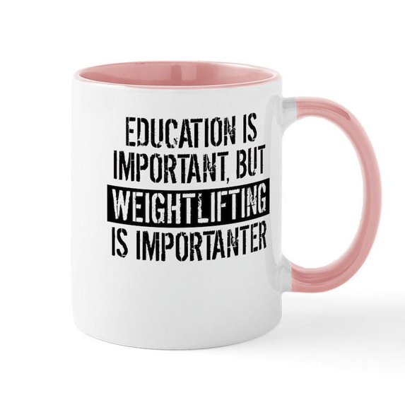 CafePress - Weightlifting Is Importanter Mugs - 11 oz Ceramic Mug - Novelty Coffee Tea Cup