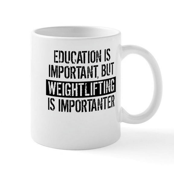 CafePress - Weightlifting Is Importanter Mugs - 11 oz Ceramic Mug - Novelty Coffee Tea Cup